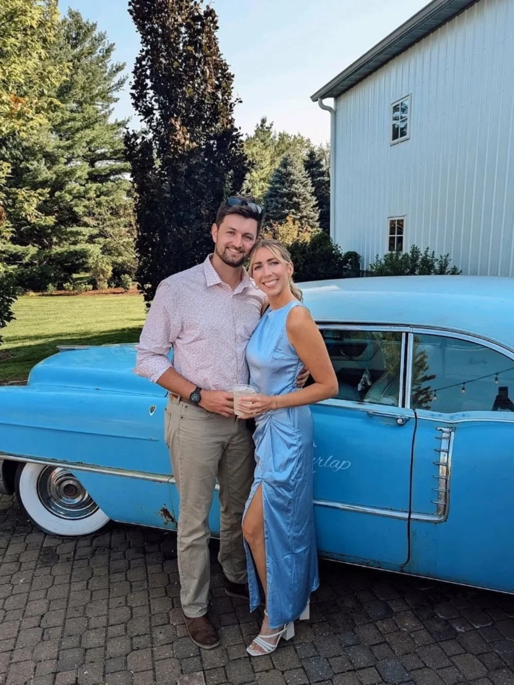 Light Blue Satin Maxi Dress